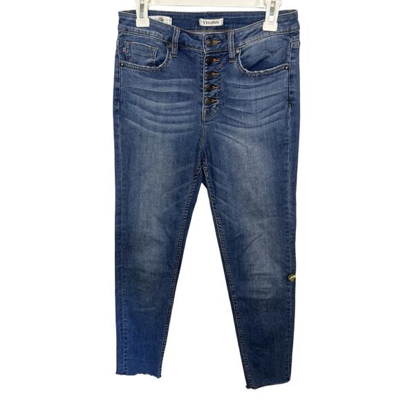 Vigoss Ace Skinny Button Fly High Rise Stretch Jeans Size 27 Raw Hem - Picture 1 of 7